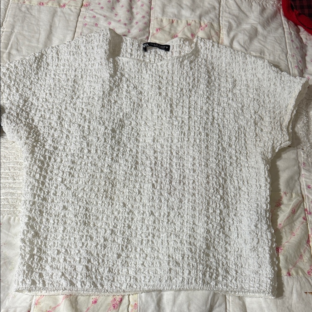 Zara White Textured Top